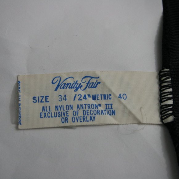 Vintage 50's Vanity Fair Black Nylon Midi Slip w/ Floral Lace Trim SZ 34 EUC - Picture 7 of 8